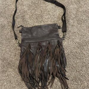 *ISO* STS Brown Leather Crossbody Bag with Fringe